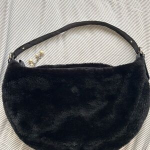 Luxurious Black Faux Fur Shoulder Bag